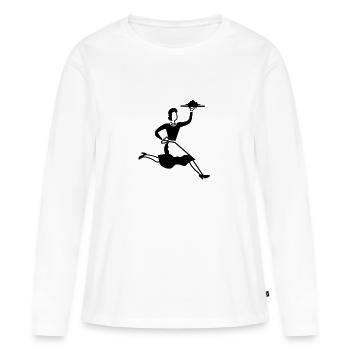 serveuse - T-shirt manches longues Premium bio Femme - blanc - Devant - Julia (174cm)