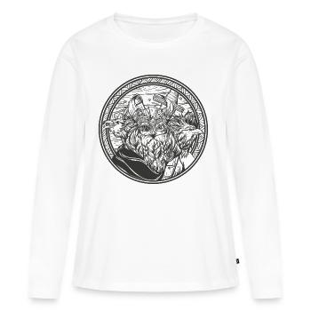 Odin avec ses corbeaux - T-shirt manches longues Premium bio Femme - blanc - Devant - Julia (174cm)