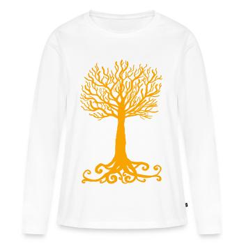 arbre jaune - T-shirt manches longues Premium bio Femme - blanc - Devant - Julia (174cm)