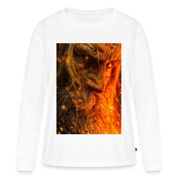 Portrait du guerrier de la braise ardente - T-shirt manches longues Premium bio Femme - blanc - Devant - Julia (174cm)