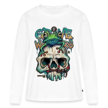Grave Walkers Crâne de grenouille Grafiti, Art de streetwear - T-shirt manches longues Premium bio Femme - blanc - Devant - Julia (174cm)