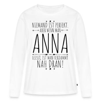 Anna perfekt - Frauen Premium Bio Langarmshirt - Weiß - Vorne - Julia (174cm)