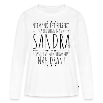 Sandra perfekt - Frauen Premium Bio Langarmshirt - Weiß - Vorne - Julia (174cm)