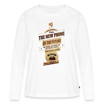 The new phone vintage - T-shirt manches longues Premium bio Femme - blanc - Devant - Julia (174cm)