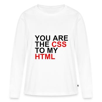 Tu es le CSS de mon HTML - T-shirt manches longues Premium bio Femme - blanc - Devant - Julia (174cm)
