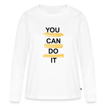 VOUS POUVEZ LE FAIRE - T-shirt manches longues Premium bio Femme - blanc - Devant - Julia (174cm)