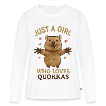 Juste une fille qui aime les quokkas - T-shirt manches longues Premium bio Femme - blanc - Devant - Julia (174cm)