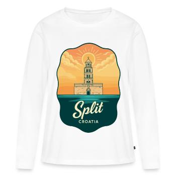 Geteiltes Diokletians Palac Vintage-Reiseabzeichen - Frauen Premium Bio Langarmshirt - Weiß - Vorne - Julia (174cm)