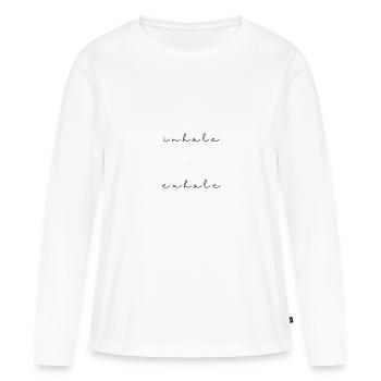 Méditation - inspirer, expirer - T-shirt manches longues Premium bio Femme - blanc - Devant - Julia (174cm)