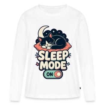 MODE VEILLE SUR Cat - T-shirt manches longues Premium bio Femme - blanc - Devant - Julia (174cm)