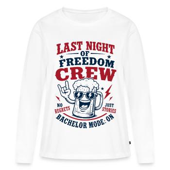 Last Night Of Freedom Crew Bier Motiv - Frauen Premium Bio Langarmshirt - Weiß - Vorne - Julia (174cm)