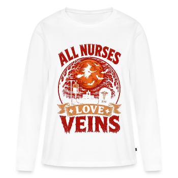Krankenschwester Krankenpfleger Halloween - Frauen Premium Bio Langarmshirt - Weiß - Vorne - Julia (174cm)