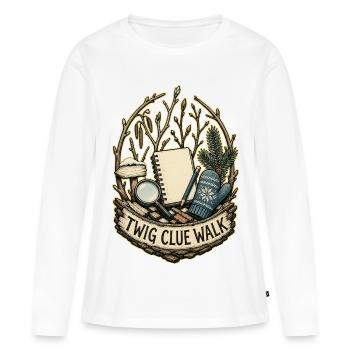 MARCHE D’INDICES BRINDILLE - T-shirt manches longues Premium bio Femme - blanc - Devant - Julia (174cm)
