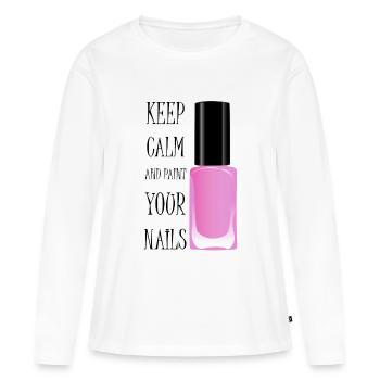 Rester détendu et se lacérer les ongles - T-shirt manches longues Premium bio Femme - blanc - Devant - Julia (174cm)