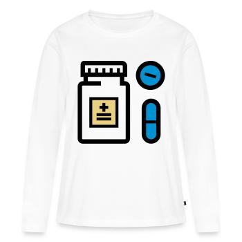 Pilules, médicaments, médicaments, médicaments, pilulier - T-shirt manches longues Premium bio Femme - blanc - Devant - Julia (174cm)