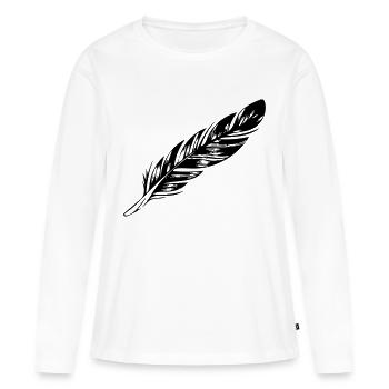 Feder - Frauen Premium Bio Langarmshirt - Weiß - Vorne - Julia (174cm)