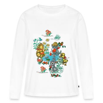 70er Jahre Wallpaper - Frauen Premium Bio Langarmshirt - Weiß - Vorne - Julia (174cm)