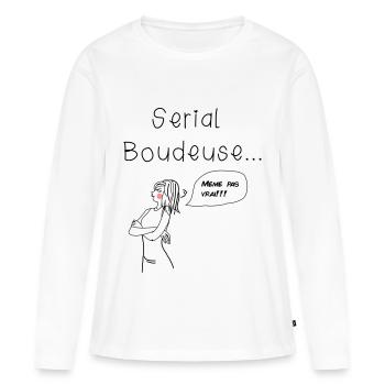 La boudeuse - T-shirt manches longues Premium bio Femme - blanc - Devant - Julia (174cm)