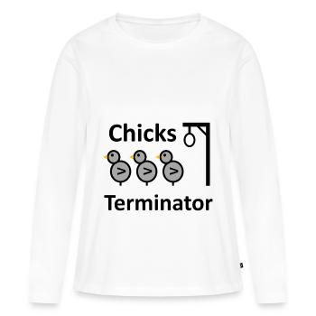 Chicks Terminator - T-shirt manches longues Premium bio Femme - blanc - Devant - Julia (174cm)