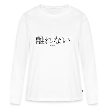 離 れ な い "rester à l'écart" - T-shirt manches longues Premium bio Femme - blanc - Devant - Julia (174cm)