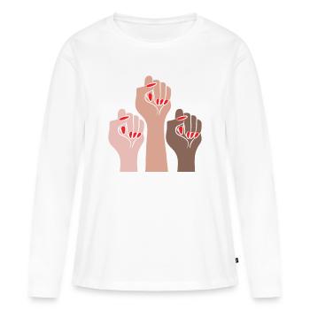 Frauen Power Powerfrauen Menschenrechte - Frauen Premium Bio Langarmshirt - Weiß - Vorne - Julia (174cm)