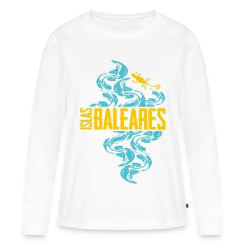 Balearen Inseln Wellen Muster - Frauen Premium Bio Langarmshirt - Weiß - Vorne - Julia (174cm)