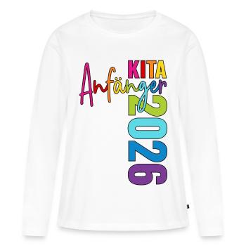 Débutants en crèche 2026 - T-shirt manches longues Premium bio Femme - blanc - Devant - Julia (174cm)