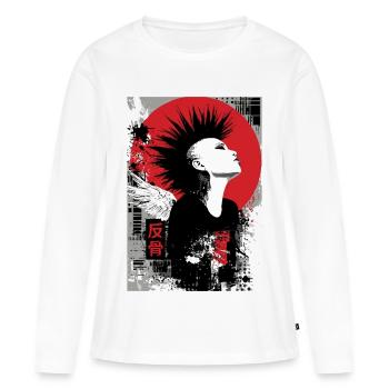 Punk Woman Rebellious Spirit Kanji - Women's Premium Organic Long Sleeve Shirt - white - Front - Julia (174cm)