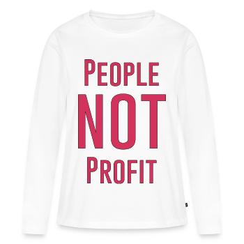 People not profit - T-shirt manches longues Premium bio Femme - blanc - Devant - Julia (174cm)