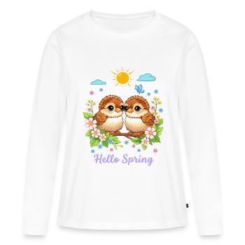 Niedliche Vögel - Frauen Premium Bio Langarmshirt - Weiß - Vorne - Julia (174cm)