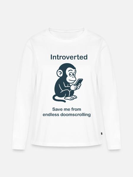 Introvertierter – Endloses Doomscrolling - Frauen Premium Bio Langarmshirt - Weiß