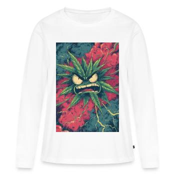 Wütendes Hanfblatt-Chaos - Frauen Premium Bio Langarmshirt - Weiß - Vorne - Julia (174cm)
