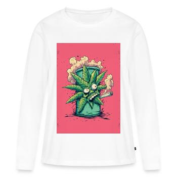 Feuille verte dans un charme de bang - T-shirt manches longues Premium bio Femme - blanc - Devant - Julia (174cm)