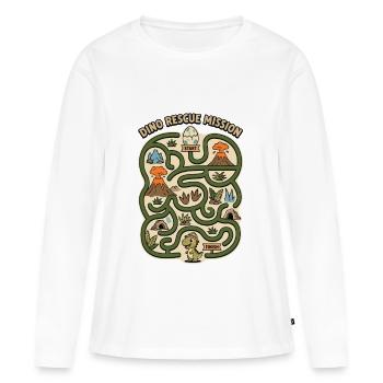 Dino-Rettungsmissionslabyrinth - Frauen Premium Bio Langarmshirt - Weiß - Vorne - Julia (174cm)