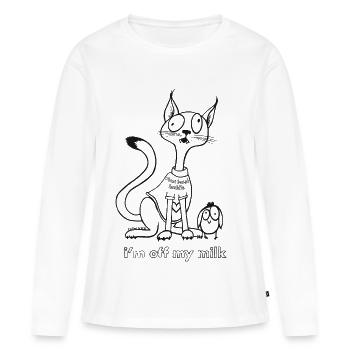 Je ne prends plus mon lait / Vegan / végétal - T-shirt manches longues Premium bio Femme - blanc - Devant - Julia (174cm)