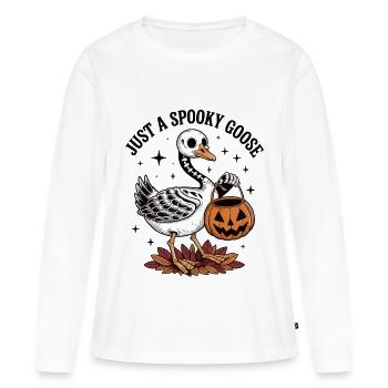 Juste un squelette mignon drôle d’oie effrayante - T-shirt manches longues Premium bio Femme - blanc - Devant - Julia (174cm)