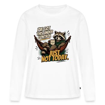 Raccoon détendu : Juste pas aujourd’hui - T-shirt manches longues Premium bio Femme - blanc - Devant - Julia (174cm)
