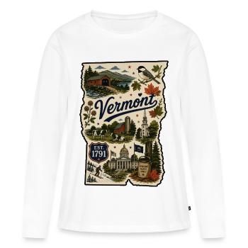 Vermont Green Mountain State Vintage Sticker - Women's Premium Organic Long Sleeve Shirt - white - Front - Julia (174cm)