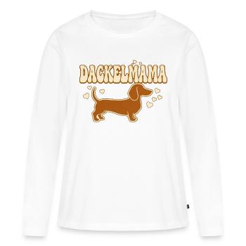 Dackelmama Shirt | Stolze Dackel Mama Geschenk  - Frauen Premium Bio Langarmshirt - Weiß - Vorne - Julia (174cm)