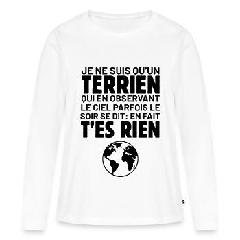 Terrien - T-shirt manches longues Premium bio Femme - blanc - Devant - Julia (174cm)