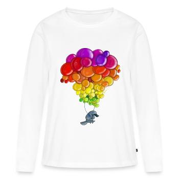 Ornithorynque volant dans le ciel - T-shirt manches longues Premium bio Femme - blanc - Devant - Julia (174cm)