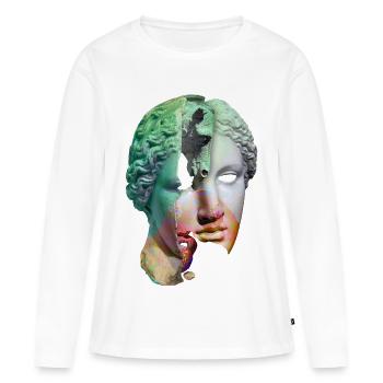 Collage surréaliste de Dieu fracturé - T-shirt manches longues Premium bio Femme - blanc - Devant - Julia (174cm)