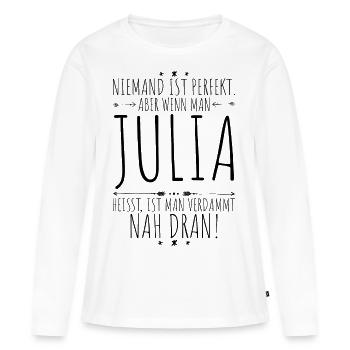 Julia perfekt - Frauen Premium Bio Langarmshirt - Weiß - Vorne - Julia (174cm)