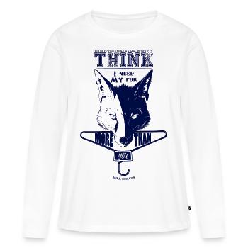 Ich brauche mein Fell mehr, als Sie (blau) - Frauen Premium Bio Langarmshirt - Weiß - Vorne - Julia (174cm)