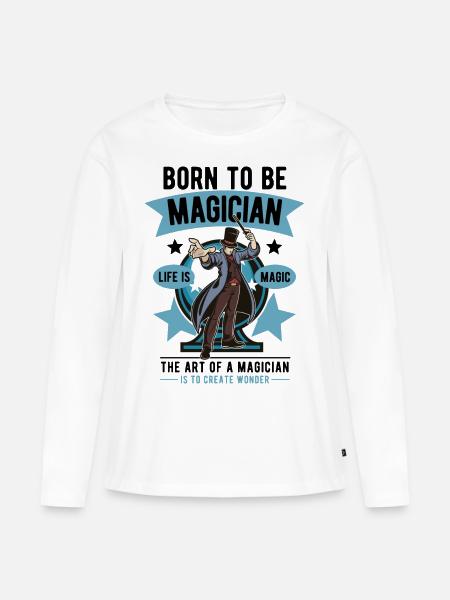 Zauberer - Frauen Premium Bio Langarmshirt - Weiß