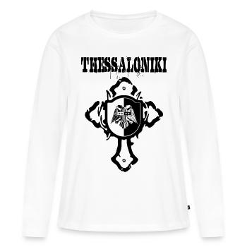 Thessaloniki - Frauen Premium Bio Langarmshirt - Weiß - Vorne - Julia (174cm)