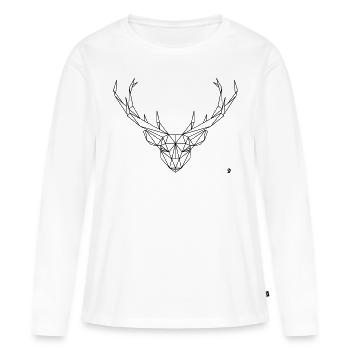AD Geometric Deer - Frauen Premium Bio Langarmshirt - Weiß - Vorne - Julia (174cm)