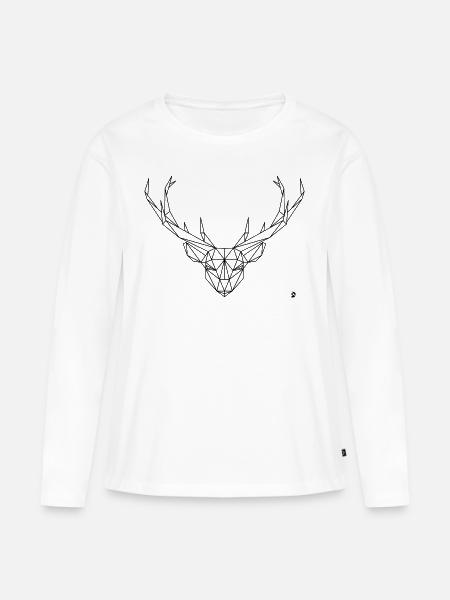 AD Geometric Deer - Frauen Premium Bio Langarmshirt - Weiß