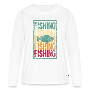 Angeln Angeln Angeln Geschenk - Frauen Premium Bio Langarmshirt - Weiß - Vorne - Julia (174cm)