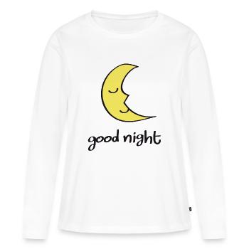 Petite Lune souhaite bonne nuit - T-shirt manches longues Premium bio Femme - blanc - Devant - Julia (174cm)